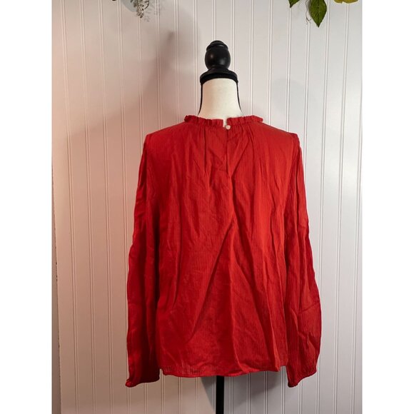 LOFT Womens Red Blouse XL 59% Viscose & Cotton With Button Detail - Picture 4 of 14